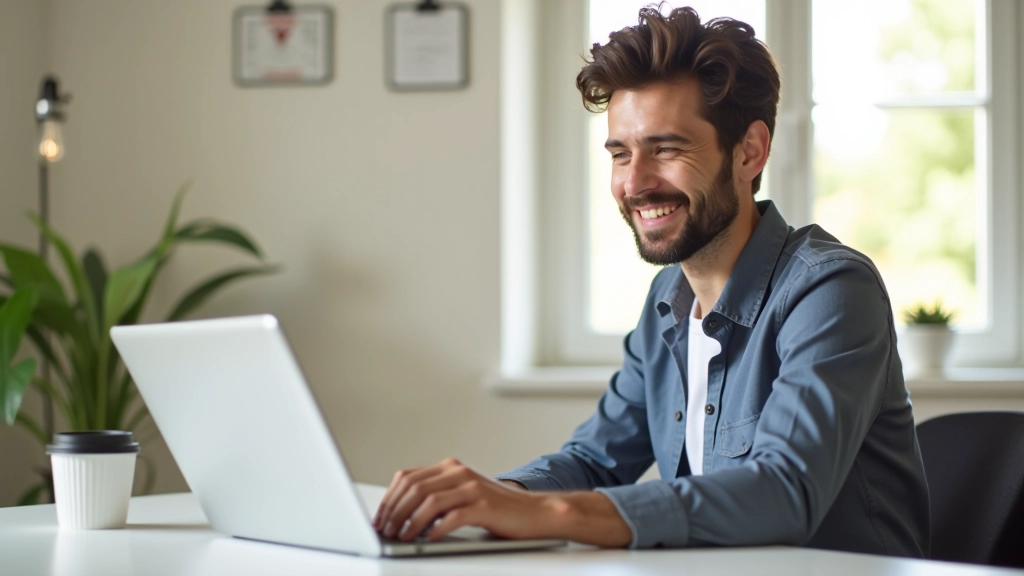 Entrepreneur travaillant sur son ordinateur portable dans un environnement de travail moderne